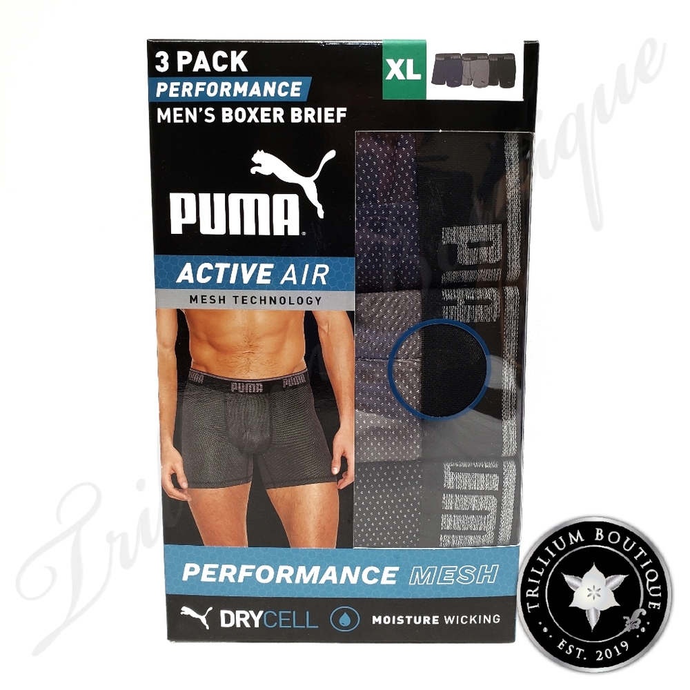 Puma Men's Mesh Active Air Drycell Boxer Briefs Moisture Wicking Ventilated Mesh